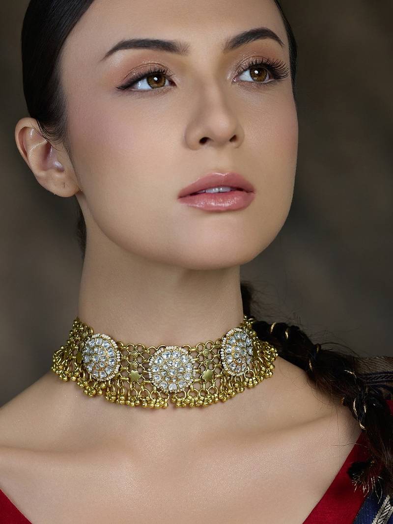 Gold plated kundan necklace