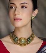 Gold plated kundan necklace set