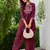 Maroon embroidered  cotton tunic & trousers co-ord set