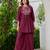 Maroon embroidered pure cotton tunic & trousers co-ord set