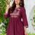 Maroon embroidered pure cotton tunic & trousers co-ord set