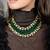 Gold plated kundan green stone necklace