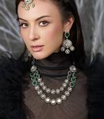 Gold plated kundan necklace set