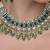Gold plated kundan green stone necklace set