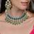 Gold plated kundan green stone necklace set