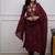 Maroon aaysa women ethnic motifs embroidered cotton kurta with trousers & dupatta