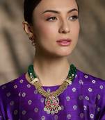 Gold plated kundan multicolor necklace