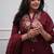 Maroon aaysa women ethnic motifs embroidered cotton kurta with trousers & dupatta