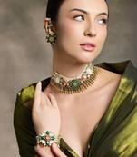 Gold plated kundan multicolor necklace