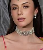 Gold plated kundan pearl necklace set