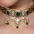 Gold plated green stone kundan choker necklace set
