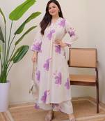 White  women embroidery reyon anarkali kurti withtrouser