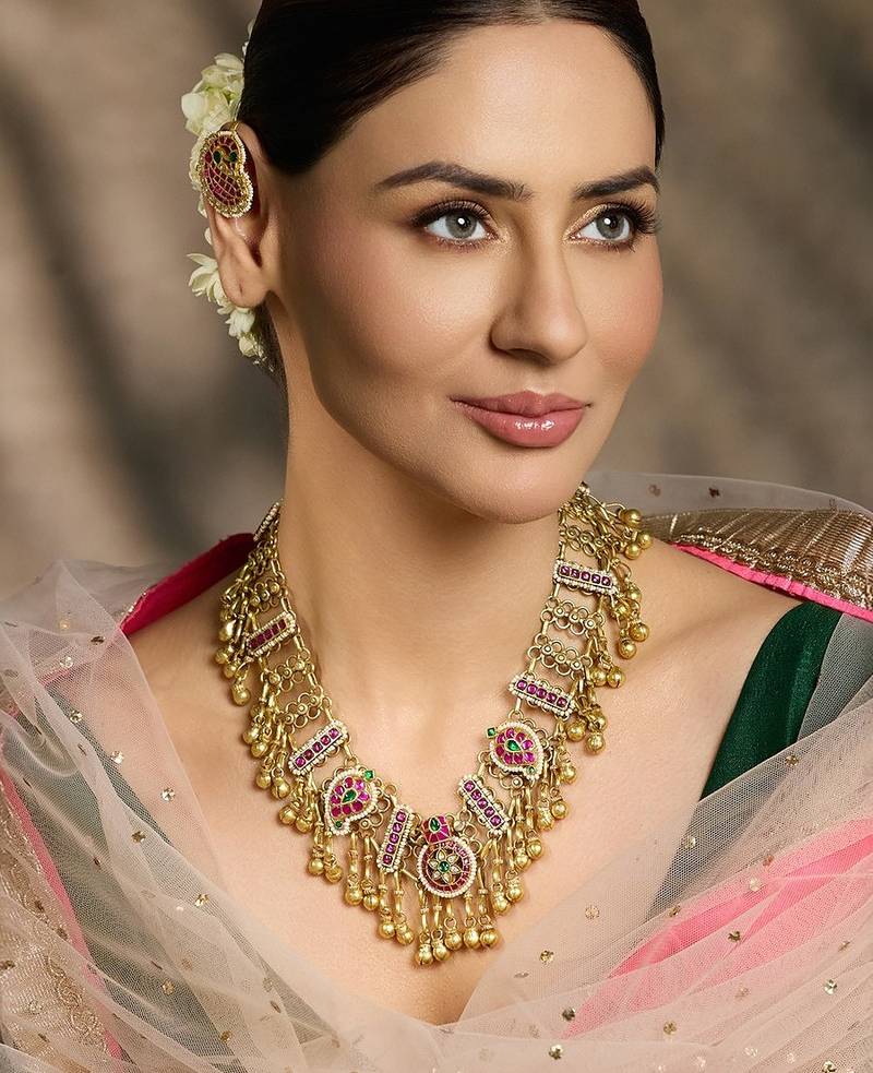 Gold plated kundan Multicolor necklace