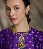 Gold plated kundan multicolor necklace set