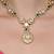 Gold plated kundan green stone necklace set