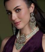 Gold plated kundan multicolor necklace set