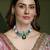 Gold plated kundan green stone necklace set