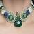 Gold plated kundan green stone necklace set