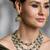 Gold plated kundan green stone necklace set