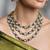 Gold plated kundan green stone necklace set