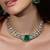 Gold plated kundan green stone necklace set