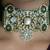 Gold plated kundan green stone necklace set