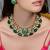 Gold plated kundan green stone necklace set