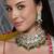 Gold plated kundan green stone necklace set