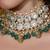 Gold plated kundan green stone necklace set