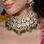 Gold plated kundan green stone necklace set