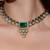 Gold plated kundan green stone necklace set