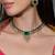 Gold plated kundan green stone necklace set
