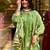 Green aaysa women ethnic motifs embroidered cotton kurta with trousers & dupatta