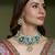 Gold plated kundan blue stone necklace