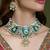 Gold plated kundan blue stone necklace
