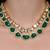 Gold plated kundan green stone necklace set