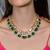 Gold plated kundan green stone necklace set