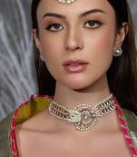 Gold plated kundan pearl necklace set