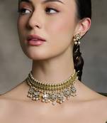 Gold plated kundan necklace set