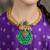 Gold plated kundan green stone necklace