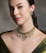 Gold plated kundan necklace set