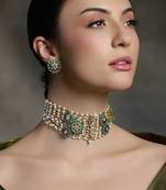 Gold plated kundan multicolor necklace set