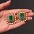 Gold plated kundan green stone earrings