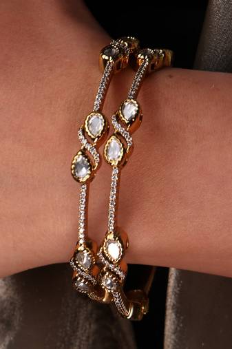 Gold plated kundan bangles