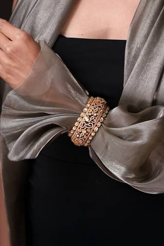 Gold plated kundan bangle