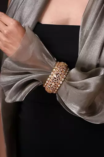 Gold plated kundan bangle