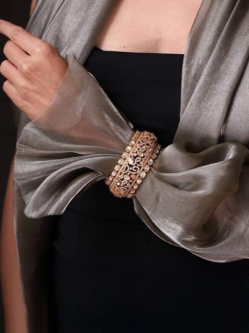 Gold plated kundan bangle