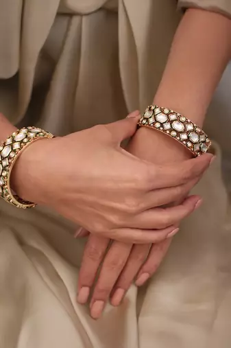 Gold plated kundan bangles