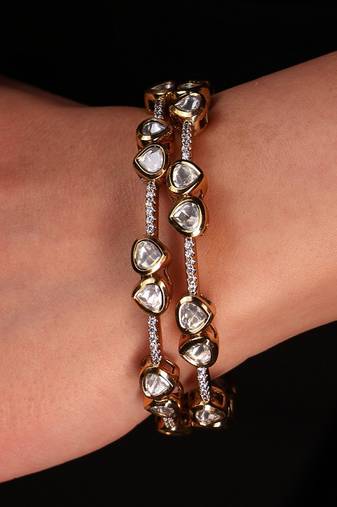 Gold plated kundan bangles