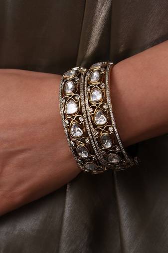 Gold plated kundan bangles